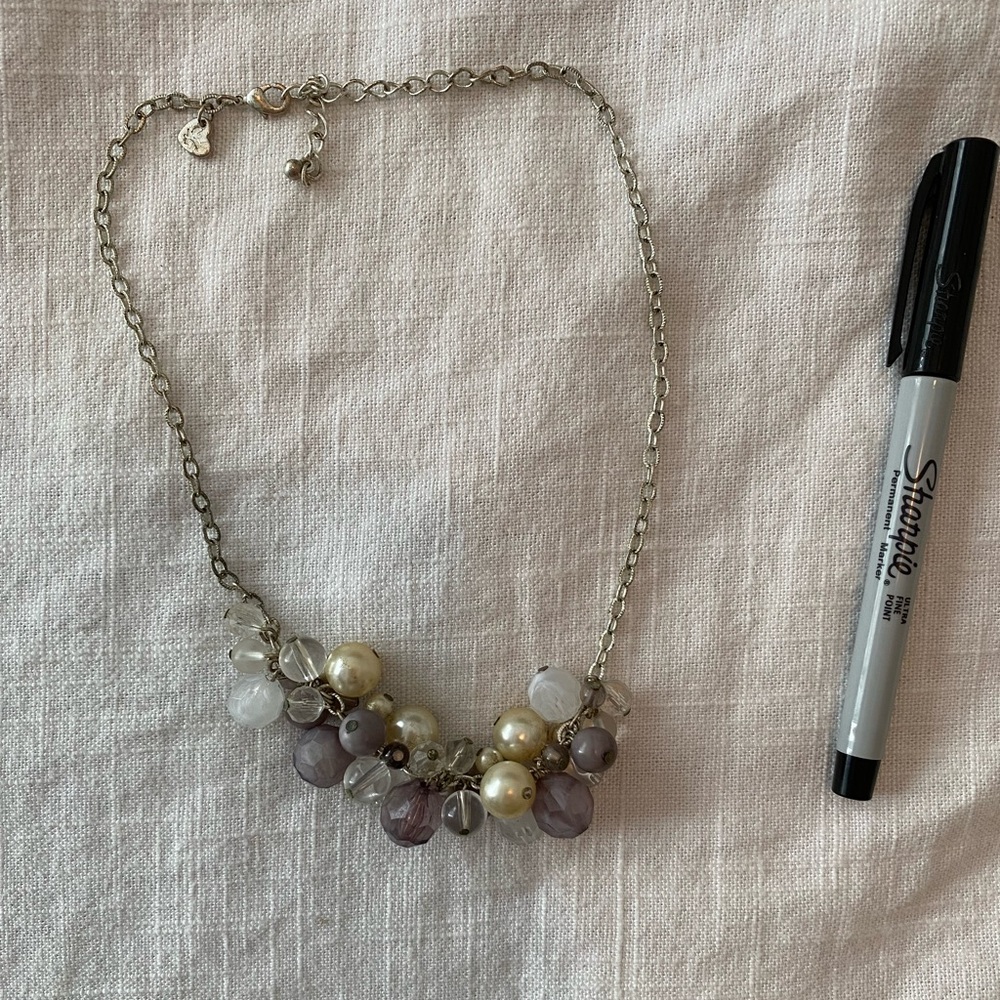 Fun Pearl/beaded silver chain necklace